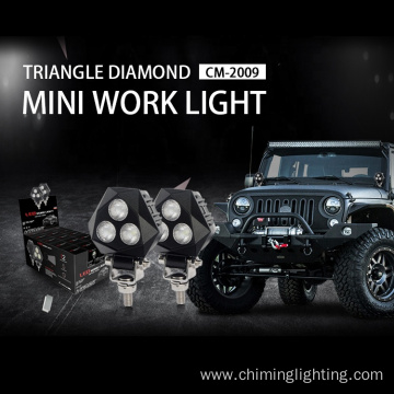 CHIMING new 2.6Inch 9W LED mini triangle diamond design Osram chip work light bright Motorcycle offroad work light